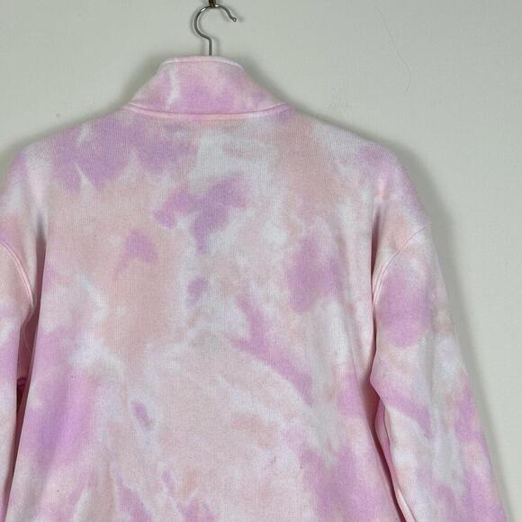 PINK Victoria's Secret Women Sweatshirt Half-Zip Tie-Dye Pockets Pink Size M - Picture 8 of 8